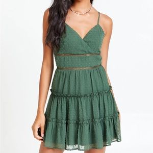 Green Altar D State Dot Tier Mini Dress